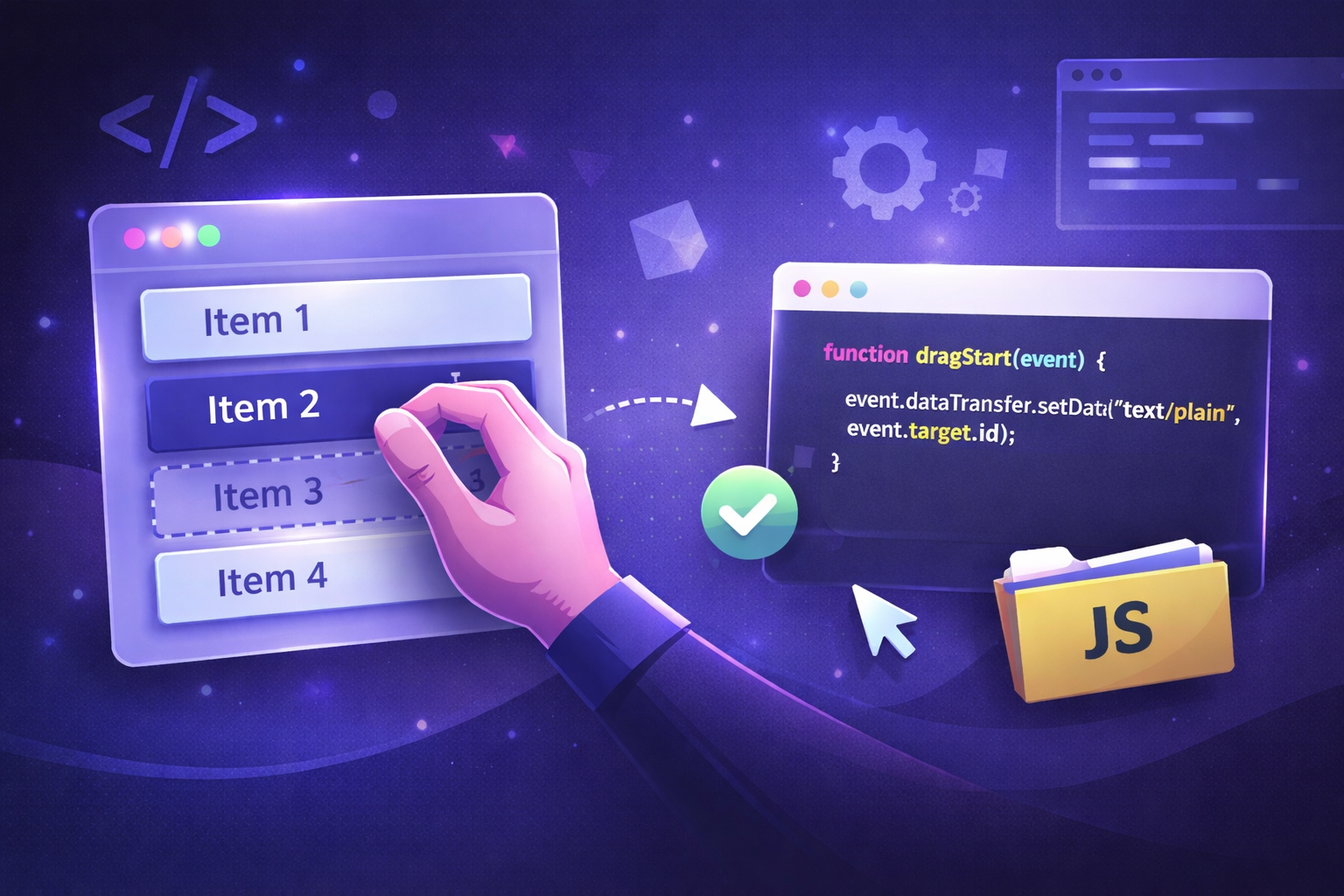 A hand dragging items around in a list